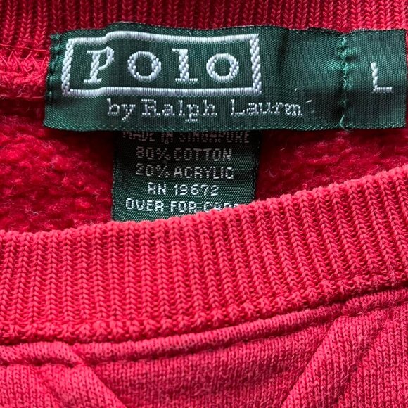 Vntg Polo Ralph Lauren Sweatshirt Womens Large Red Preppy Cotton Classic Winter - Picture 3 of 8